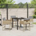 vidaXL Ensemble de salle à manger de jardin 5 pièces avec coussins beige rattan poly