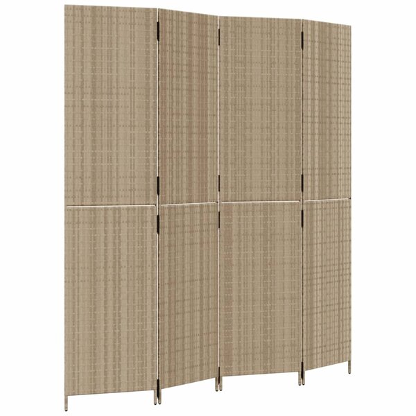 vidaXL Cloison de séparation 4 panneaux beige résine tressée