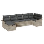 vidaXL Ensemble de canapé de jardin 7 pièces avec coussins Gris clair Rotin synthétique