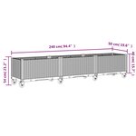 vidaXL Jardinière à roulettes gris clair 240x50x54 cm PP