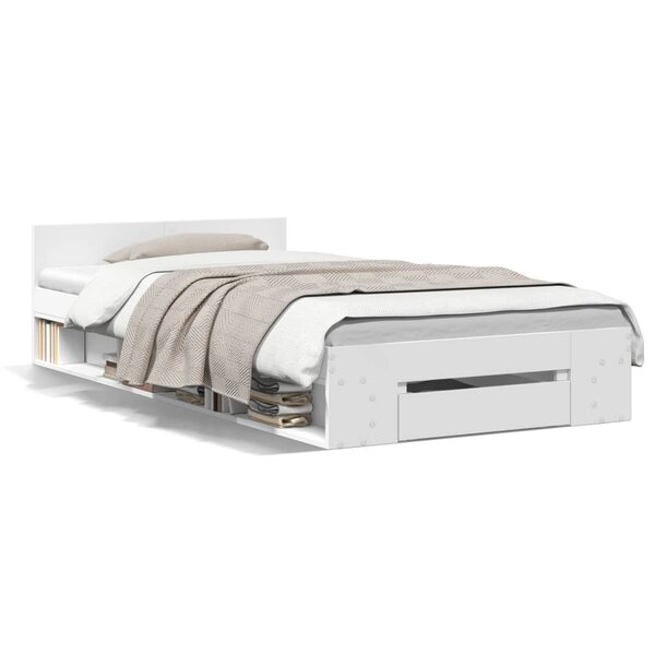 vidaXL Cadre de lit avec tiroir sans matelas blanc 75x190 cm