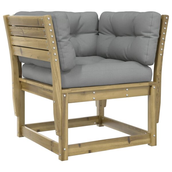 vidaXL Canapé de jardin accoudoirs avec coussins bois pin imprégné