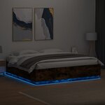 vidaXL Cadre de lit avec LED sans matelas chêne fumé 180x200 cm