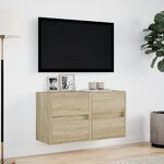 vidaXL Meubles TV muraux lumières LED 2 Pièces chêne sonoma 41x31x45 cm