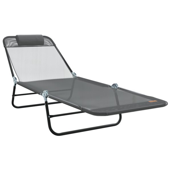 vidaXL Loungeur de soleil pliant avec appui-tête Gris Textilène