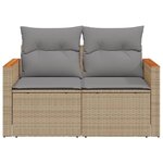 vidaXL Canapé de jardin avec coussins 2 places beige résine tressée