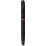 Stylo plume Parker IM Vibrant Rings  Satin noir laqué  attributs orange vif  plume fine  recharge d’encre bleue  Coffret cadeau
