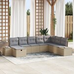 vidaXL Ensemble de Canapé de Jardin 8 pièces avec coussins Beige en Poly Rotin