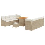 Ensemble de canapé de jardin vidaXL 11 pièces avec coussins beige poly rotin acacia