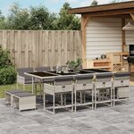 vidaXL Ensemble à manger de jardin et coussins 13 Pièces gris clair rotin