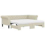 vidaXL Lit de jour avec gigogne et matelas crème 90x200 cm similicuir