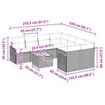 Ensemble de Canapé de jardin vidaXL 9 pièces avec coussins Noir Rattan Poly