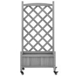 vidaXL Jardinière avec treillis et roues gris bois massif de sapin