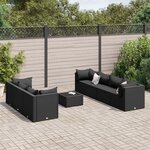 vidaXL Salon de jardin 8 Pièces avec coussins noir résine tressée