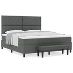 vidaXL Lit à ressort avec matelas et banc gris foncé 180x200 cm en tissu