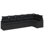 vidaXL Ensemble de 6 canapés de jardin avec coussins noir poly rotin
