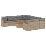 vidaXL Salon de jardin et coussins 12 Pièces mélange beige résine tressée