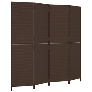 vidaXL Cloison de séparation 4 panneaux marron résine tressée