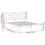 vidaXL Cadre de lit métal avec tête de lit noir 140x190 cm