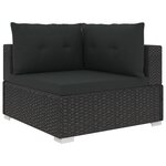 Salon de jardin meuble d'extérieur ensemble de mobilier 6 pièces avec coussins résine tressée noir 02_0016940