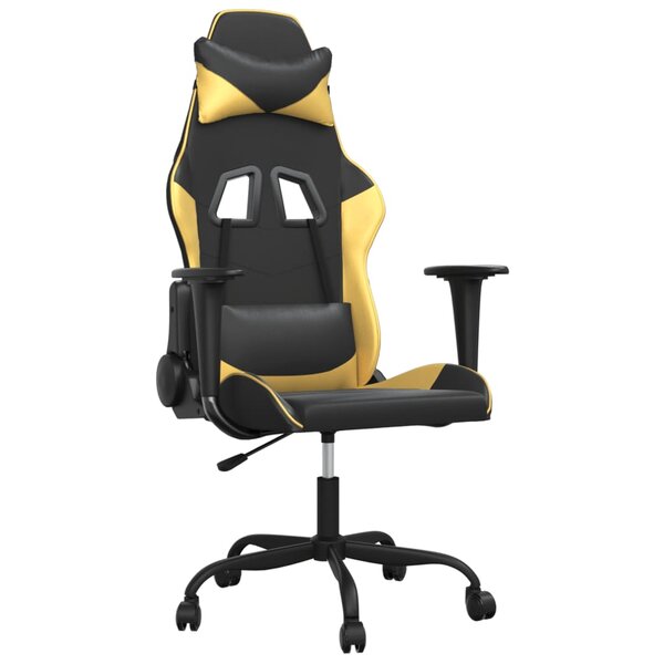 vidaXL Chaise de jeu de massage Noir et doré Similicuir