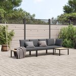 vidaXL Salon de jardin 3 Pièces avec coussins noir aluminium