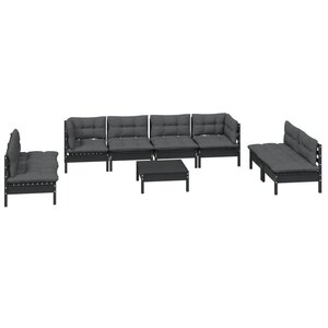 Salon de jardin meuble d'extérieur ensemble de mobilier 9 pièces avec coussins bois de pin massif 02_0017949