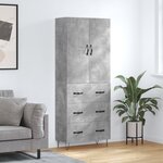 vidaXL Buffet haut Gris béton 69 5x34x180 cm Bois d'ingénierie