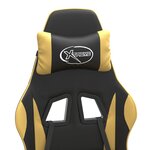 vidaXL Chaise de jeu pivotante Noir et doré Similicuir