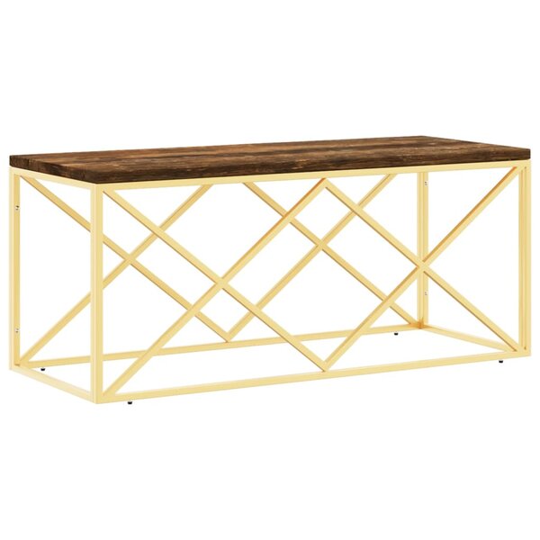 vidaXL Table basse acier inoxydable et bois massif de récupération