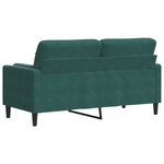 vidaXL Canapé 2 places avec oreillers vert foncé 140 cm velours