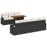 Ensemble de Canapé de Jardin de 8 Pièces avec Coussins Noir en Poly Rattan