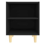 vidaXL Tables de chevet avec pieds en bois 2 Pièces Noir 40x30x50 cm