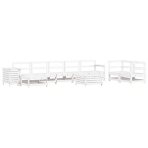 vidaXL Salon de jardin 10 Pièces blanc bois de pin massif