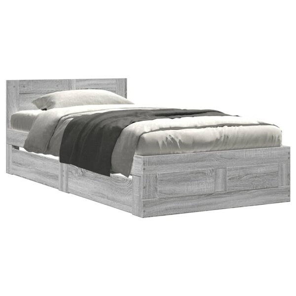 vidaXL Cadre de lit avec tête de lit sonoma gris 75x190 cm
