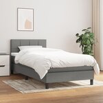 vidaXL Sommier à lattes de lit avec matelas Gris foncé 90x200 cm Tissu