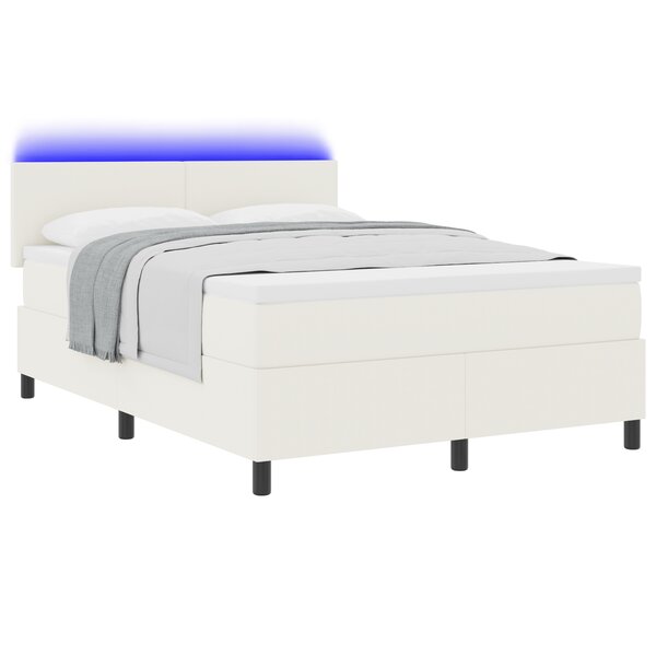 vidaXL Lit à sommier avec Matelas & LED Crème 160x200 cm Tissu en velours côtelé