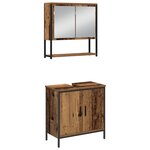 vidaXL Ensemble de mobilier de salle de bain 3 pièces en bois vieilli en bois reconstitué