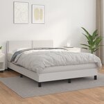 vidaXL Sommier à lattes de lit avec matelas Blanc 140x200cm Similicuir