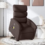 vidaXL Fauteuil inclinable de massage Marron foncé Tissu