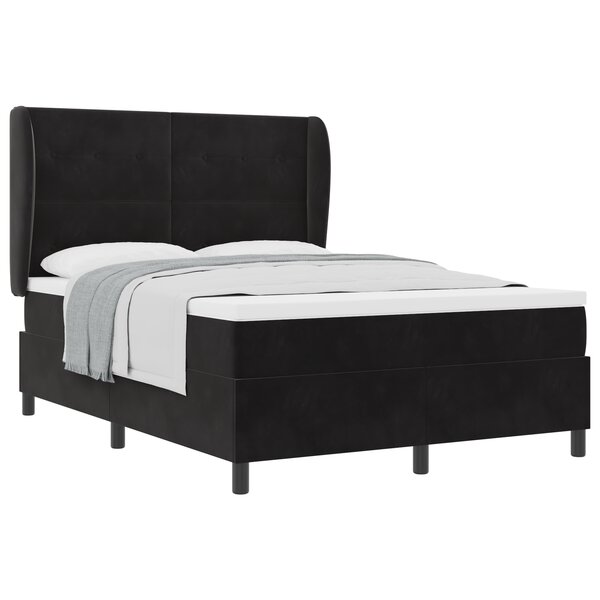 Lit à ressorts avec matelas vidaXL Noir 140x190 cm Velours