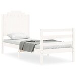 vidaXL Cadre de lit avec tête de lit blanc petit simple bois massif