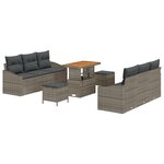 Ensemble de canapé de jardin 9 pièces avec coussins gris poly rotin