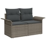 Canapé de Jardin vidaXL 7 Pièces avec Coussins Gris Rattan Poly Acacia