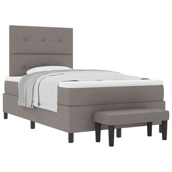 vidaXL Lit à ressorts avec matelas et banc taupe 120x190 cm tissu