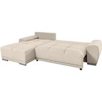 CASSANDRA - Canapé d'angle convertible avec coffre en tissu - Beige - Angle Gauche