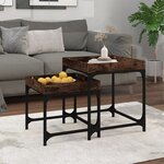 vidaXL Tables d'appoint 2 Pièces Chêne fumé Bois d'ingénierie