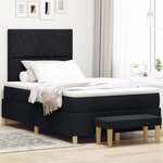 vidaXL Lit à Ressorts avec Matelas & Banquette Noir 120x200 cm Tissu