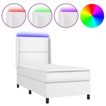 vidaXL Sommier à lattes de lit matelas LED Blanc 90x200cm Similicuir