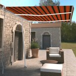 vidaXL Auvent manuel rétractable avec LED 350x250 cm Orange et marron